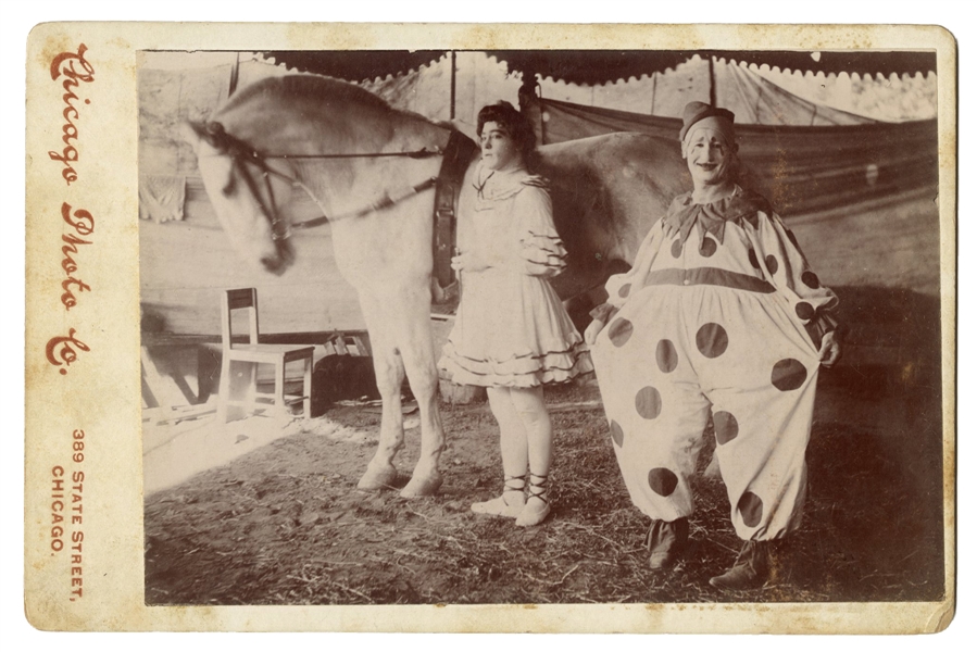  Cabinet Photo of a Clown and Equestrienne. Chicago: Chicago...