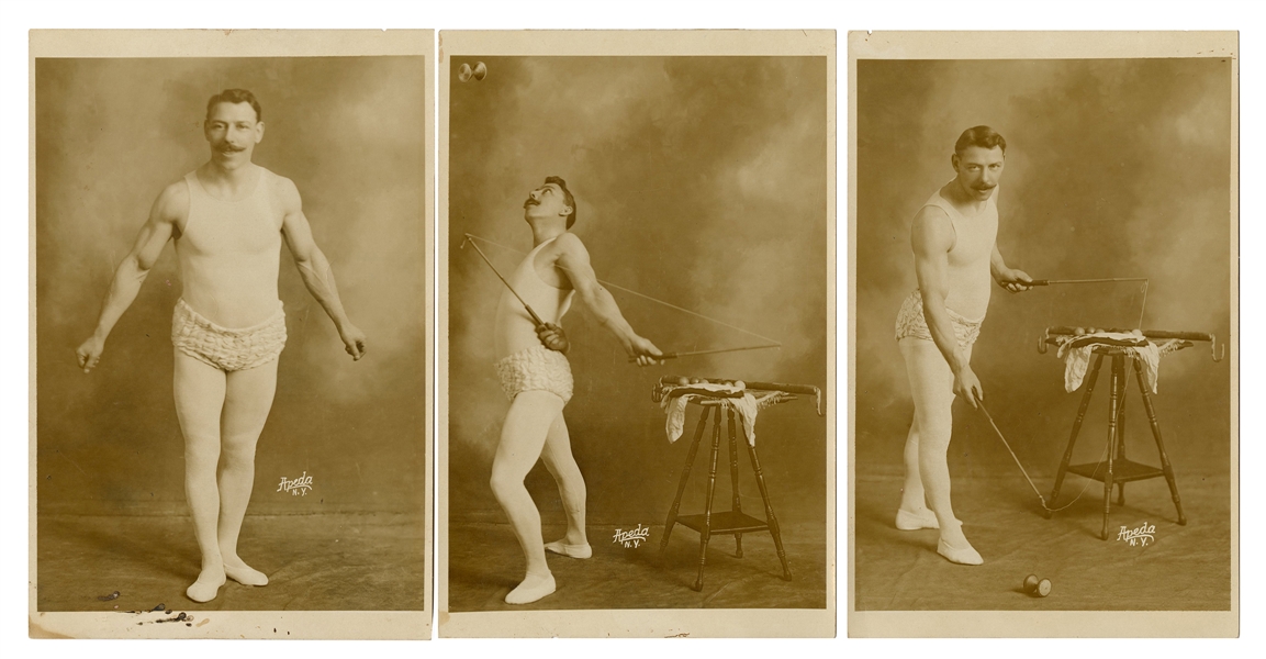  Three Photographs of a Diablo Juggler. New York: Apeda Stud...