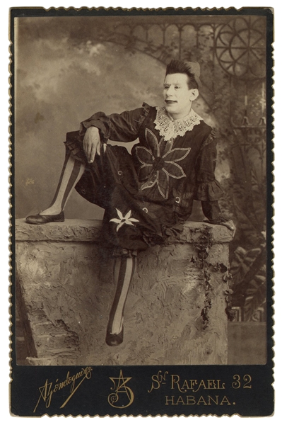  Portrait Photograph of a Victorian Clown. Havana: A. Zendeq...
