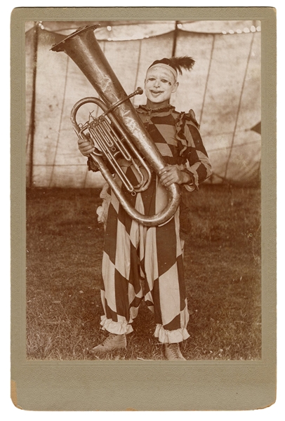  Cabinet Card Portrait of a Circus Clown. Circa 1910. Full-l...
