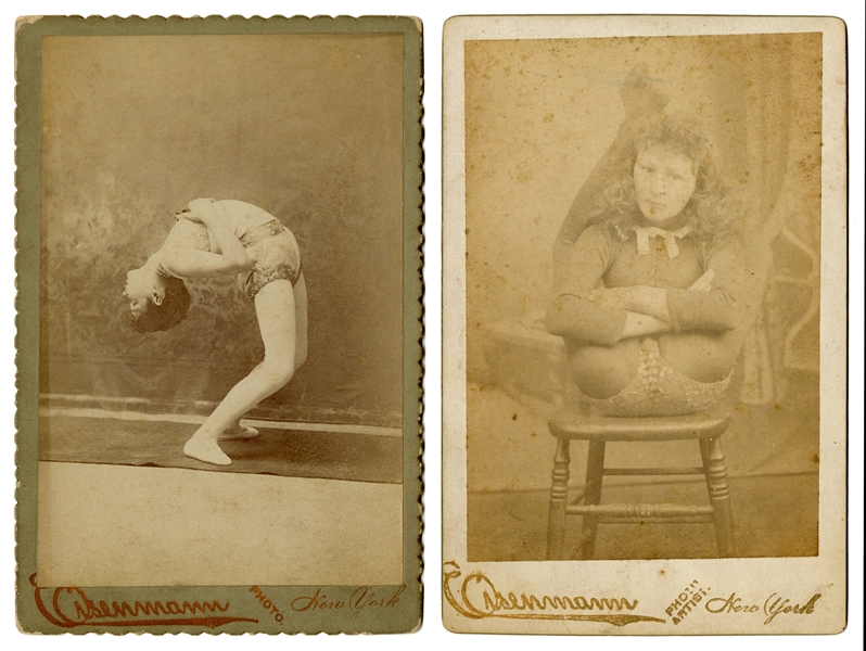  Two Photographs of Circus Contortionists. New York: Eisenma...