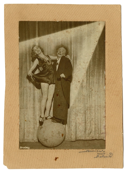  Photograph of a Clown and Circus Performer Balancing. Europ...