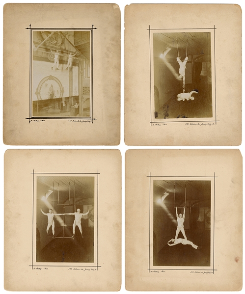  Four Photographs of an Acrobatic Duo in Performance. Jersey...