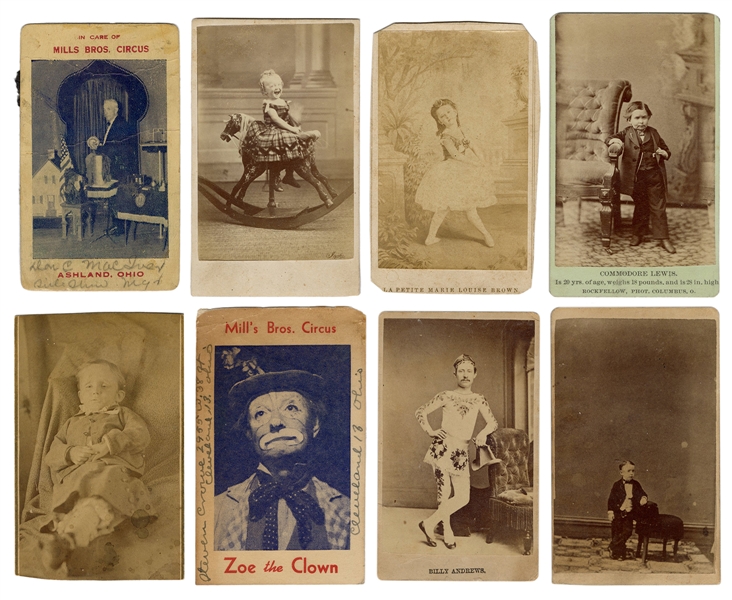  Lot of 8 Circus and Sideshow Performer Photographs. 19th/20...