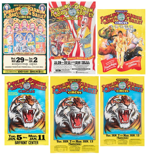  Lot of 6 Ringling Bros. and Barnum & Bailey Circus Posters....