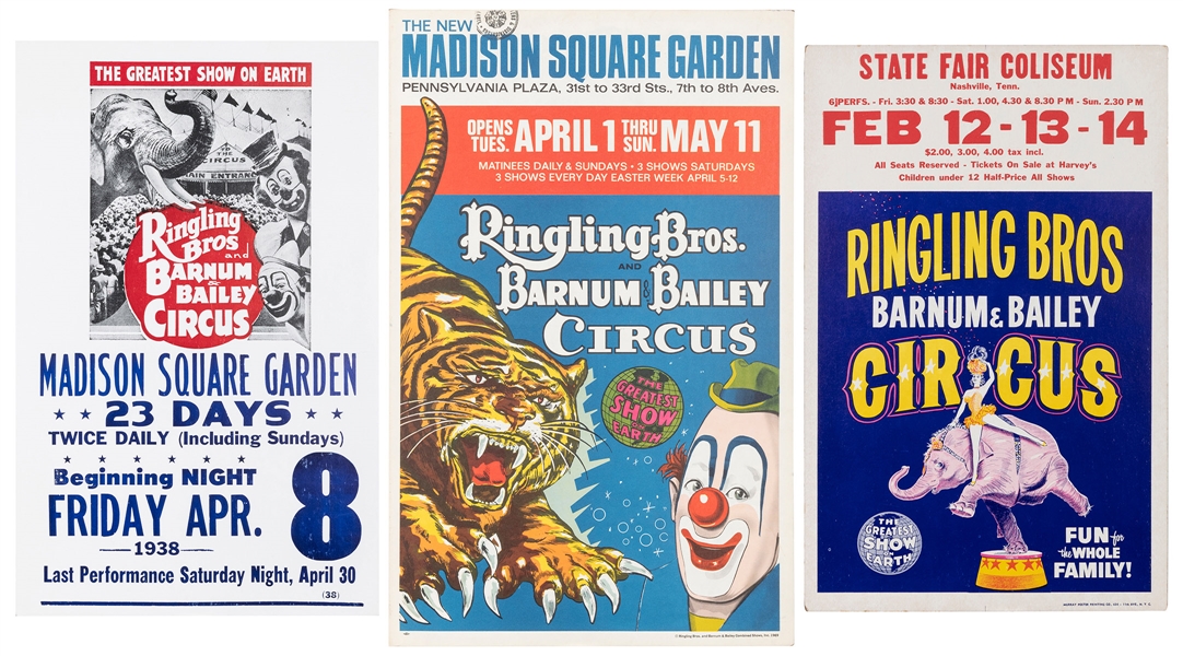  Lot of 55 Ringling Bros. and Barnum & Bailey Window Cards. ...