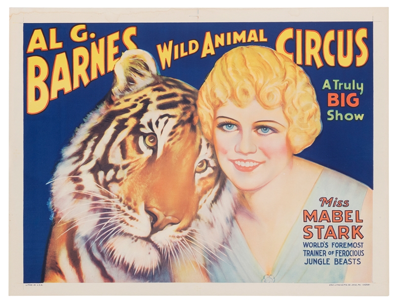  Al G. Barnes Wild Animal Circus / Miss Mabel Stark. Erie Li...
