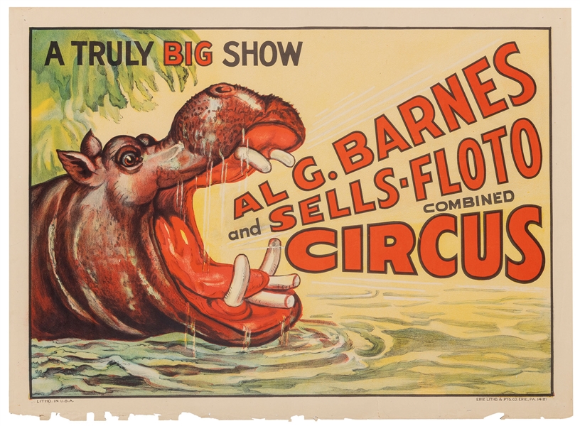  Al. G. Barnes & Sells-Floto Combined Circus / [Hippo]. Erie...