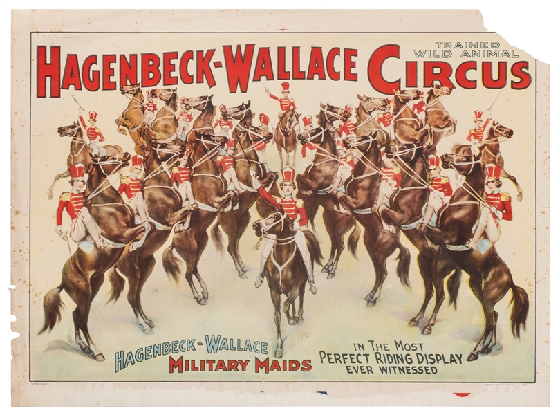  Hagenbeck-Wallace Circus / Military Maids. Erie Litho. Half...