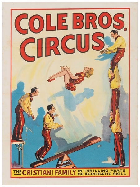  Cole Bros. Circus / The Cristiani Family. USA, ca. 1945. Ha...
