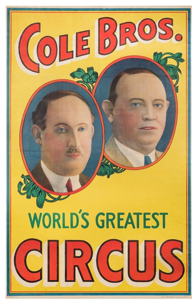  Cole Bros. World’s Greatest Circus. Erie Litho, ca. 1940s. ...