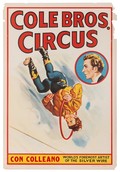  Cole Bros. Circus / Con Colleano. Color poster advertising ...