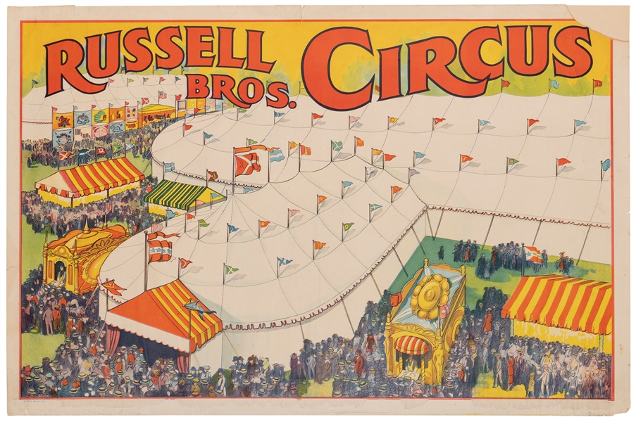  Russell Bros. Circus / [Big Tent]. Erie Litho, ca. 1930s. C...