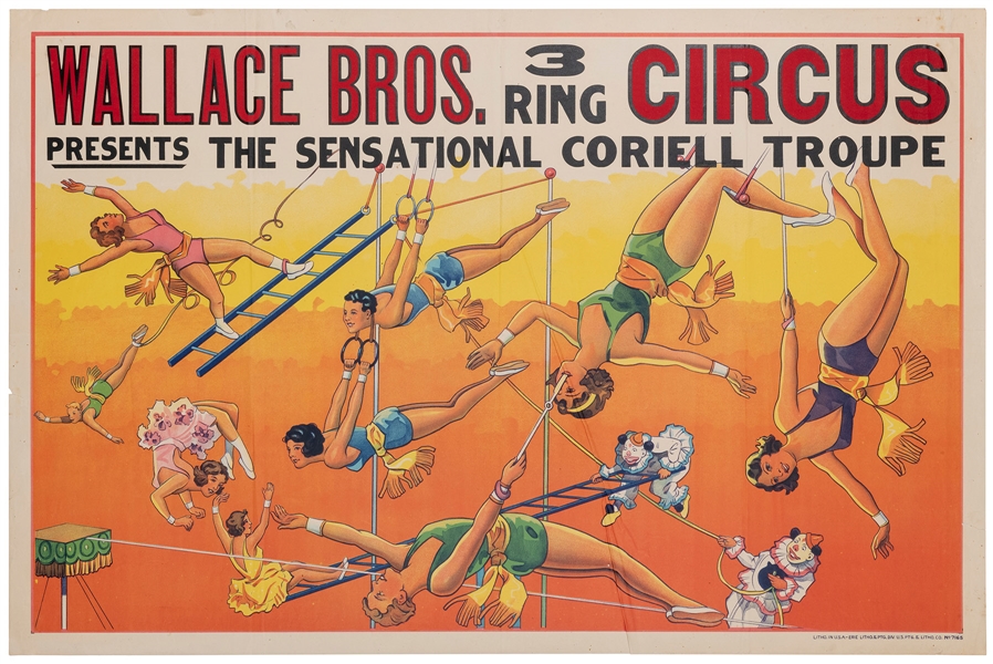 Wallace Bros. 3 Ring Circus / Sensational Coriell Troupe. E...