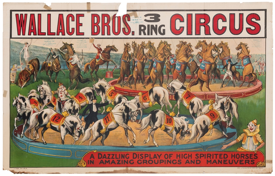  Wallace Bros. 3 Ring Circus / Dazzling Display of High-Spir...