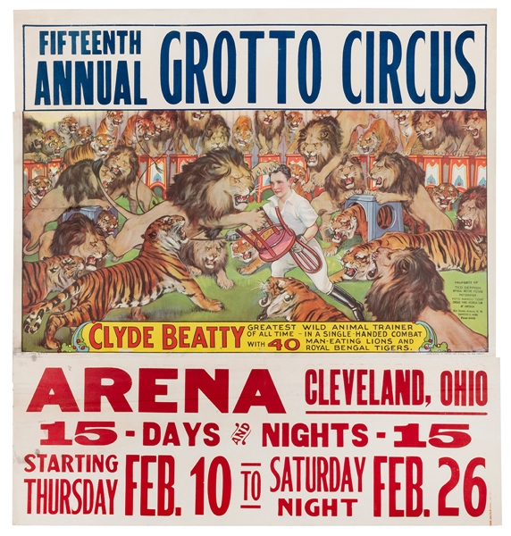  Clyde Beatty / Fifteenth Annual Grotto Circus. Erie Litho C...