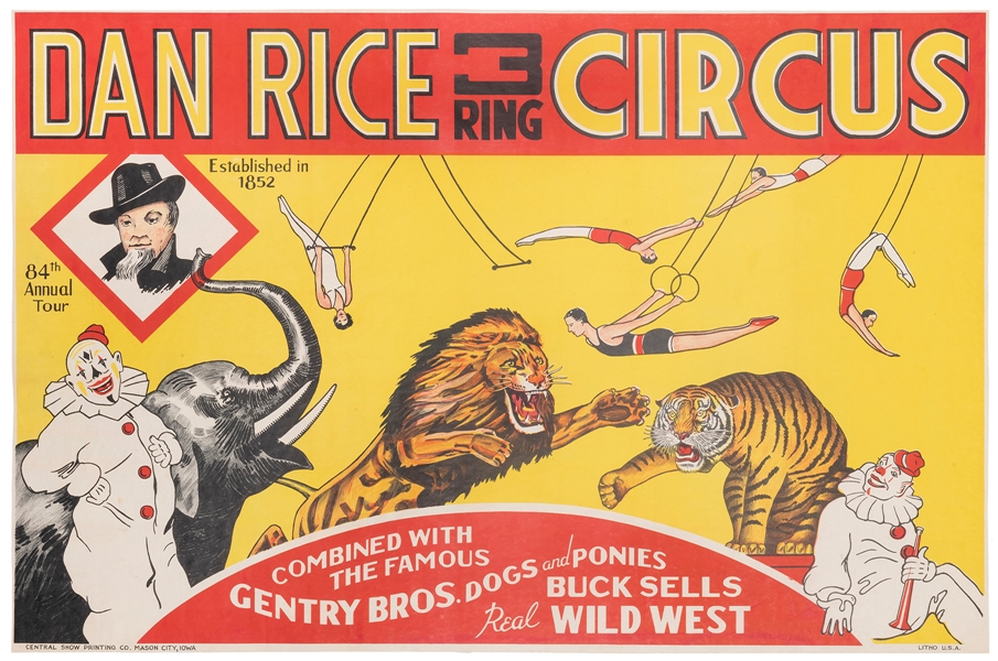  Dan Rice 3 Ring Circus. Mason City, IA: Central Show Printi...