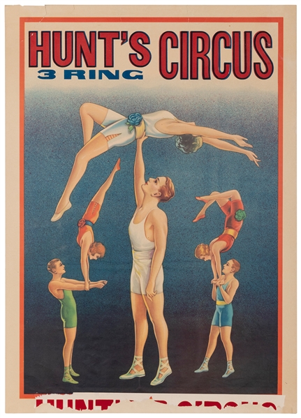 Hunt’s 3-Ring Circus / [Acrobats]. Circa 1940s. Half-sheet ...