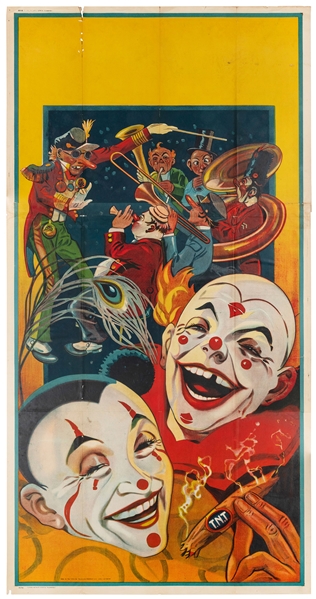  Donaldson Litho Clowns Three-Sheet Stock Poster. Circa 1910...