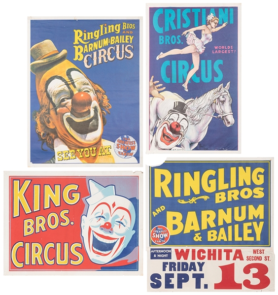  Lot of 4 Circus Posters. Three one sheets, one half-sheet. ...