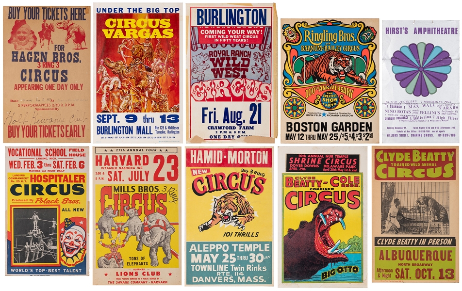  Lot of Over 30 Circus Window Cards. Bulk 1950s/70s. Various...