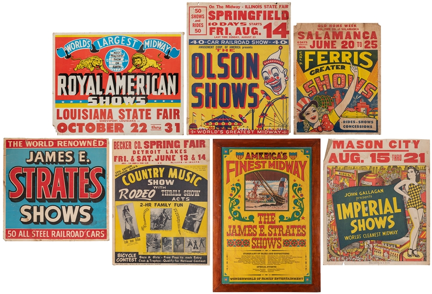  Lot of 16 Carnival Jumbo Window Cards and Posters. American...