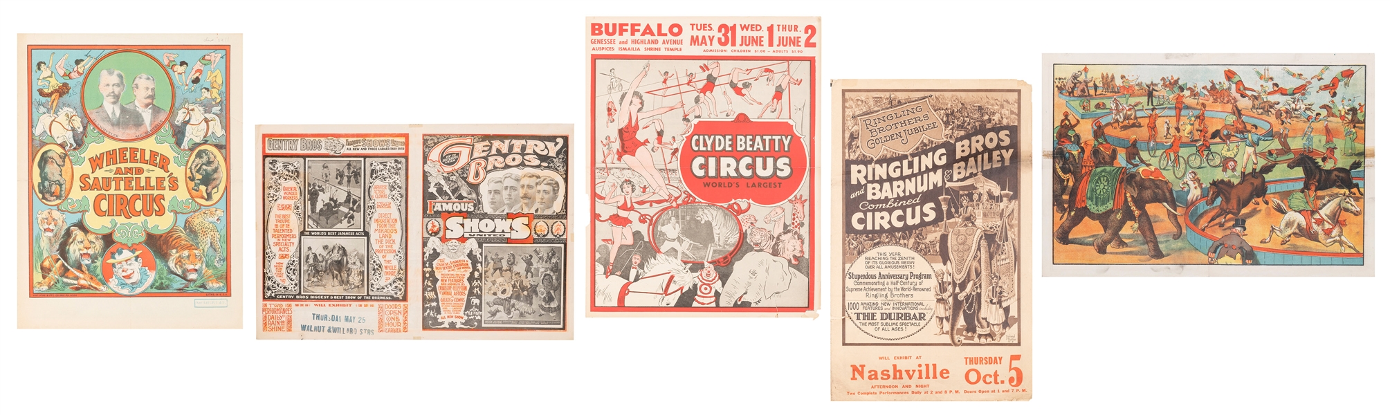  Lot of 6 Early 20th Century Circus Couriers. Includes couri...