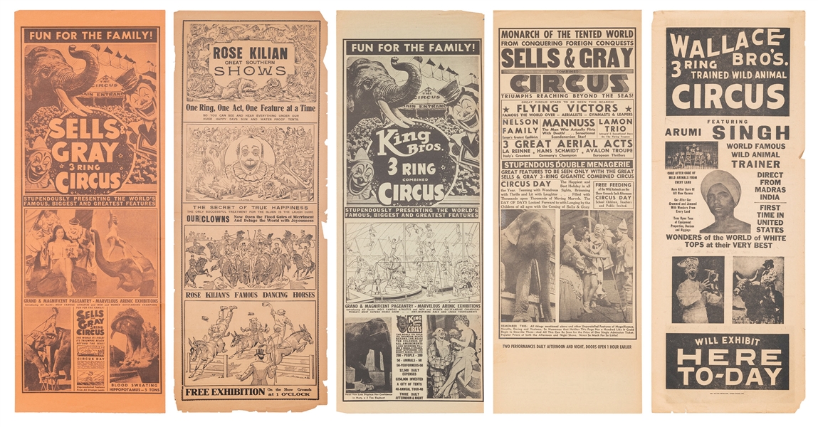  Lot of 16 Circus Heralds. Circa 19th/20th century. Sixteen ...