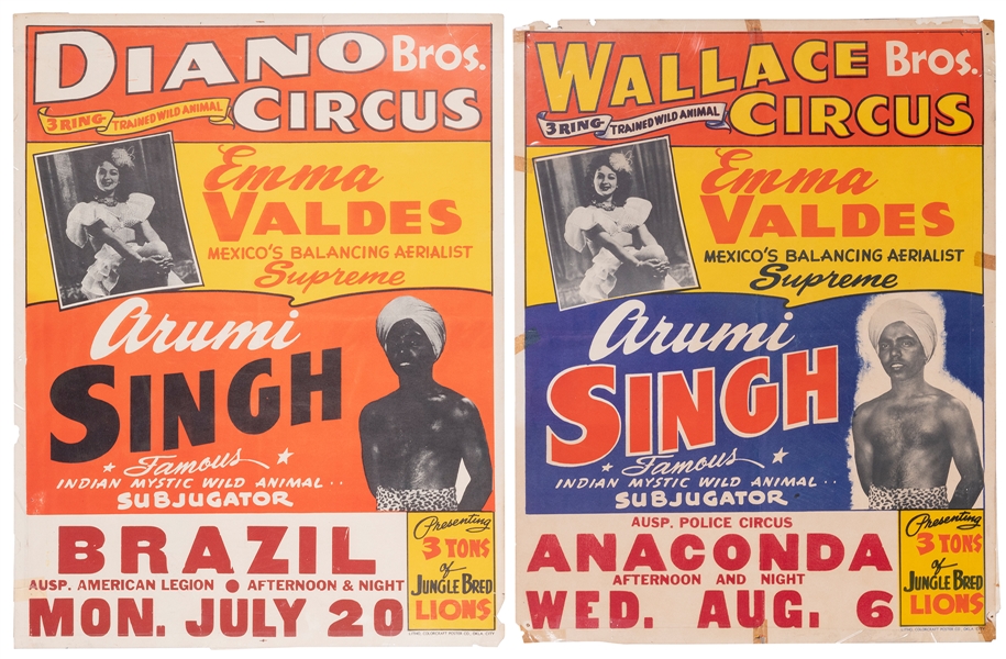  Trio of Arumi Singh Lion Tamer Circus Posters. Includes pos...