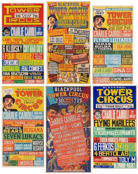  Lot of Tower Circus Blackpool Window Cards (6). Great Brita...