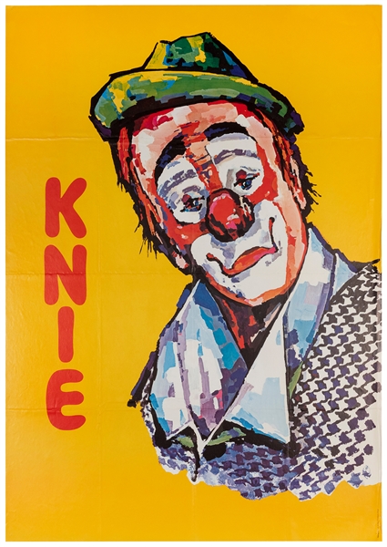  Knie Circus / [Clown]. Circa 1960s. 50 x 35 ½”. Old folds. ...