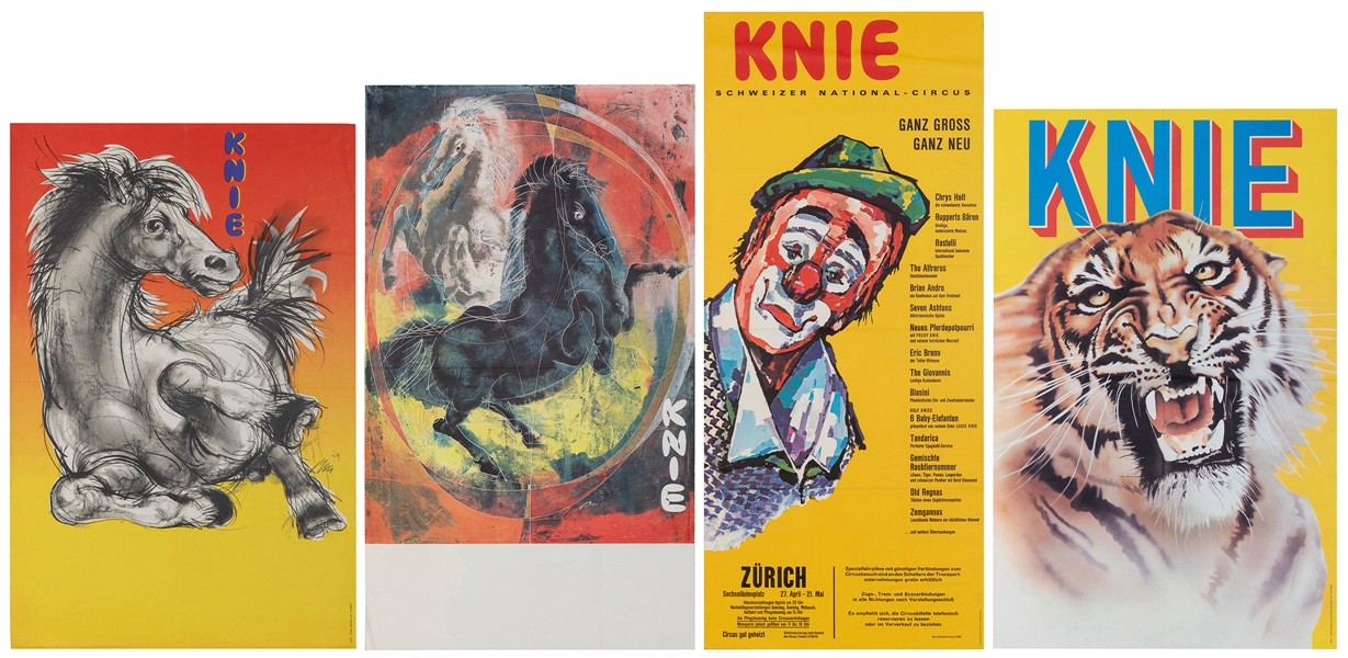  Lot of 4 Knie Circus Posters. Four posters total, including...