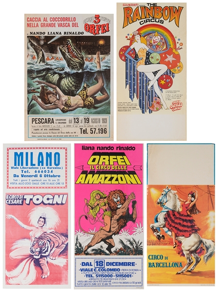  Twelve Pin-Up Design Circus Posters. V.p., 1960s/70s. Itali...