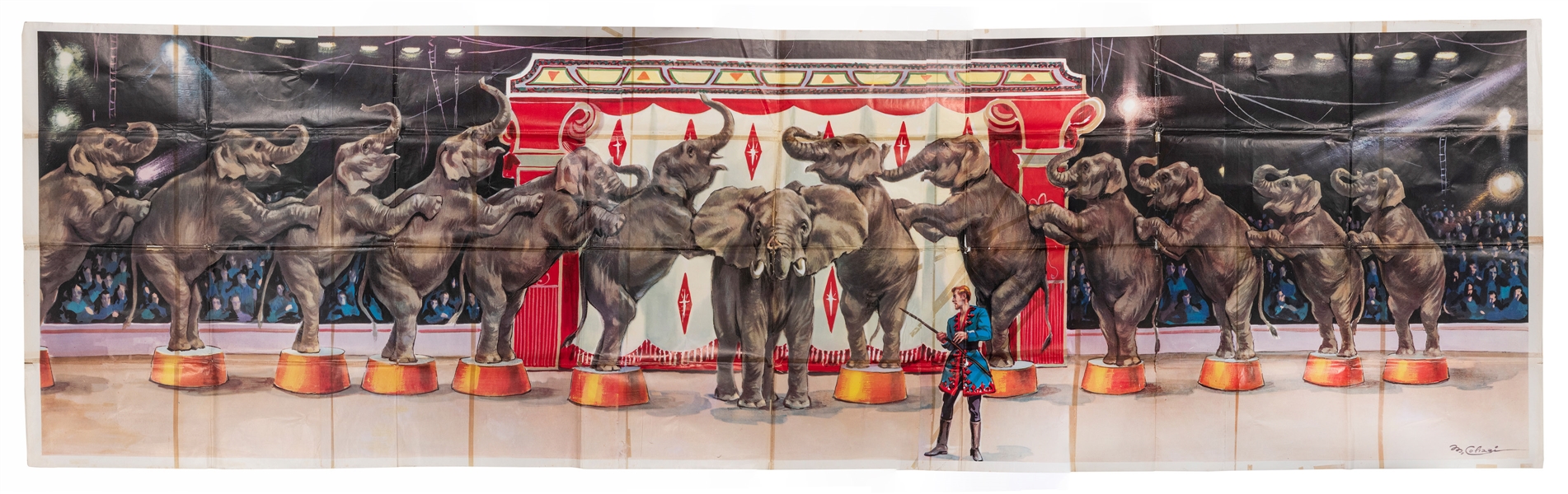  COLIZZI, M. Elephant Act Circus Billboard Poster. Multi-she...