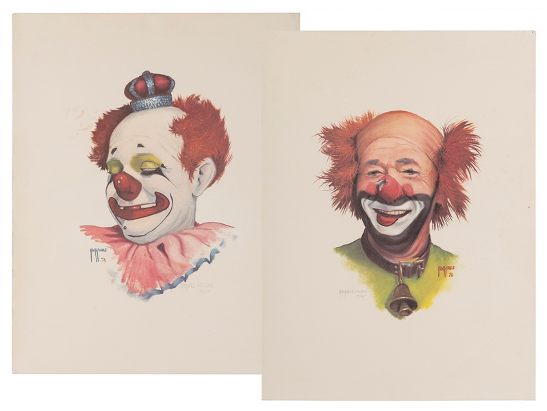  HOWLE, Jim (American). Pair of Clown Portrait Prints. Inclu...