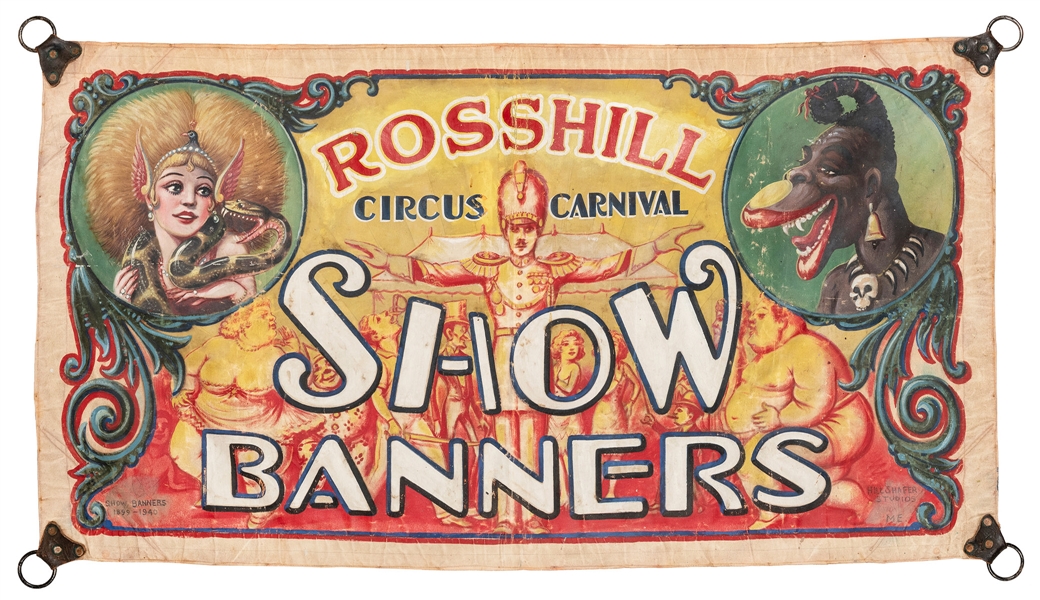  Hill Shafer Studios Rosshill Circus Carnival Banner. Maine,...