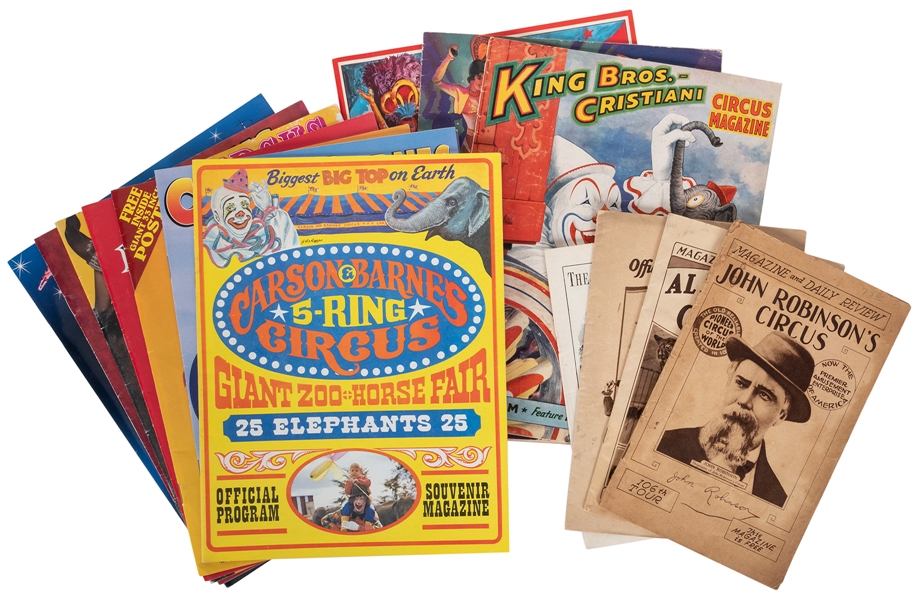  Lot of Circus Programs. American. Includes programs for Joh...