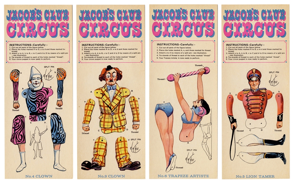  Jacob’s Club Circus Paper Doll Premiums Set (16). London, c...