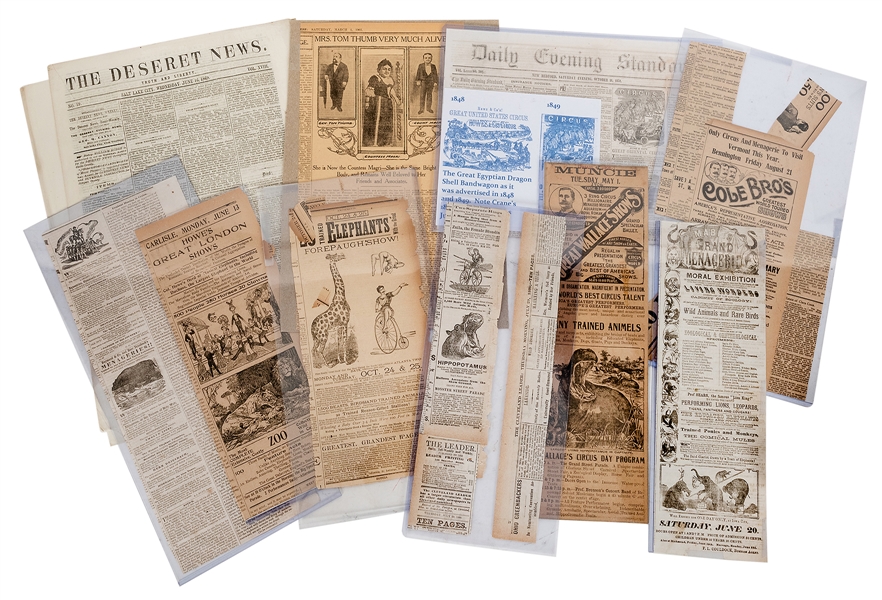  Group of 19th/20th Century Circus Advertisements in Newspap...