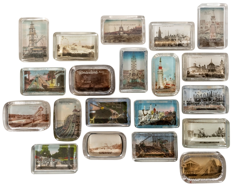  [CONEY ISLAND] Collection of 25 Glass Paperweights. Adverti...