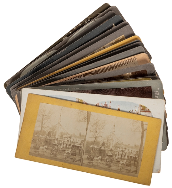  [CONEY ISLAND] Group of 17 Stereoscope Cards. Various publi...