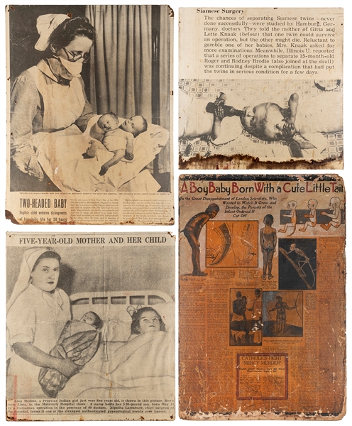  Four Freak Show Lobby Boards of Medical Abnormalities. Incl...