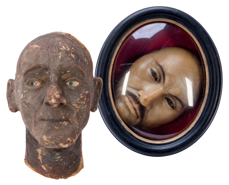  Pair of Wax Displays. Including a wax face (framed), a wax ...