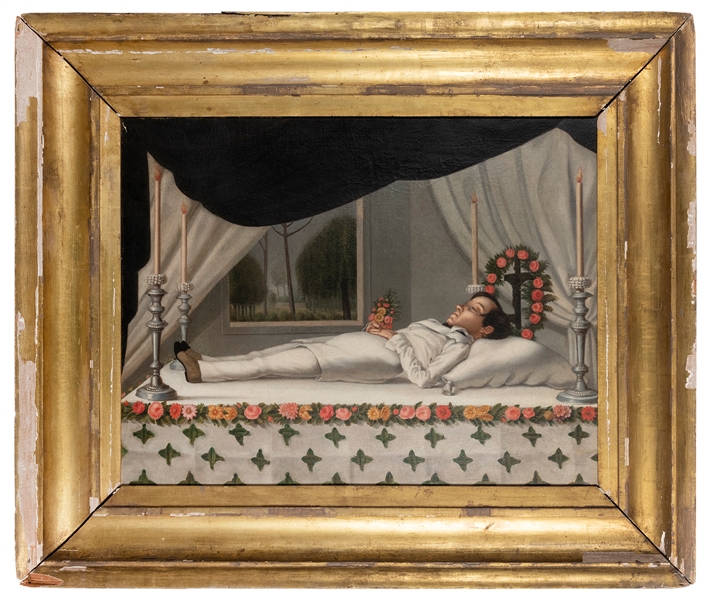  “The Dead Boy” Painting. Continental School, 19th century. ...