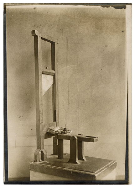  Photograph of a Model Guillotine. N.p., ca. 1900s. Silver p...