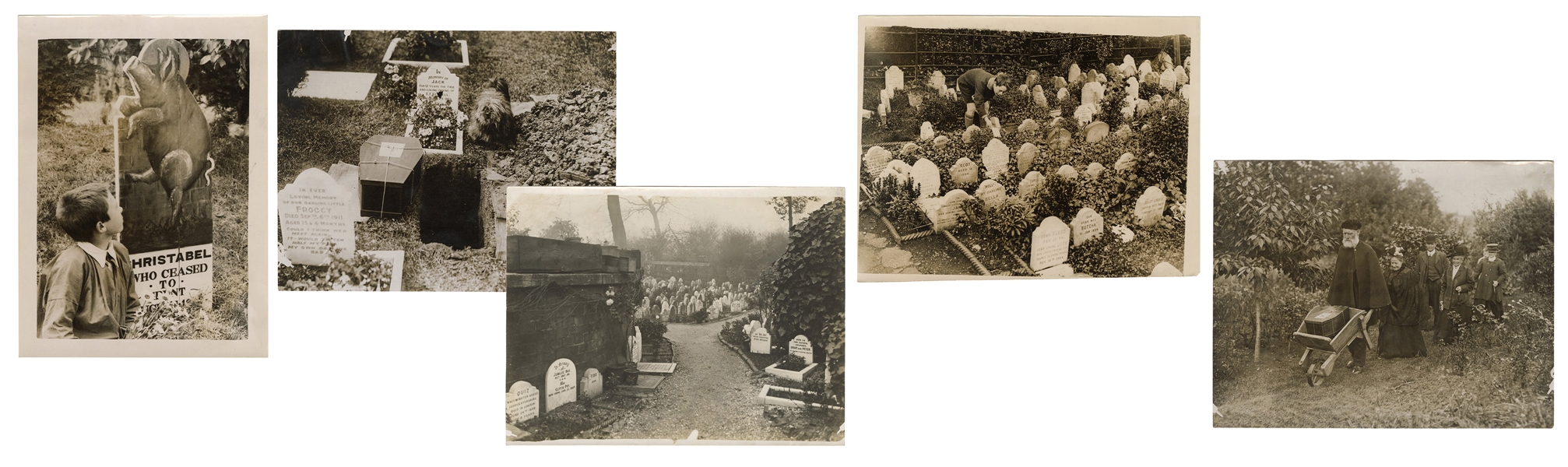  Nine Photographs of Pet Cemeteries in England. Circa 1900s/...