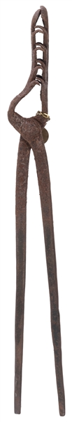  Flesh Tongs. 19th century(?). Iron. Forged into an alligato...