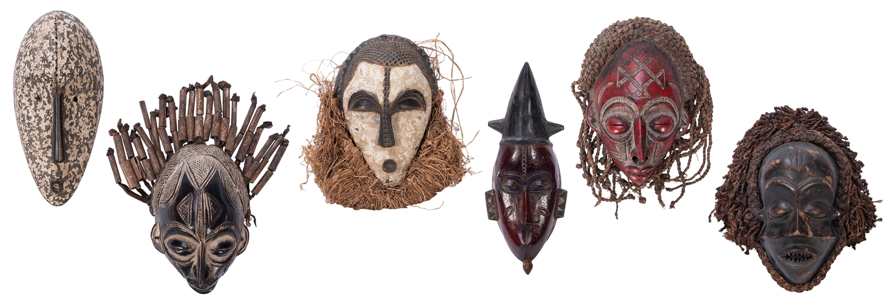  [AFRICAN] Six Tribal Masks. Carved wood. Probably made for ...
