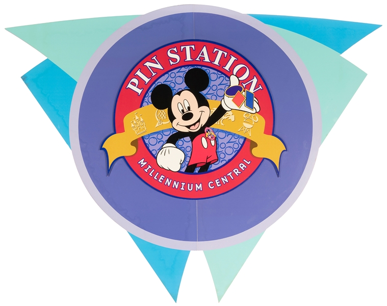 Epcot “Pin Station” Sign. Walt Disney World, 2000s. Origina...