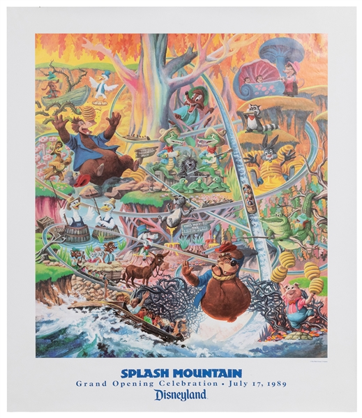  Splash Mountain Opening Poster. 1989. A colorful image of D...